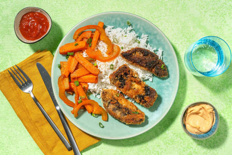 Panierter Portobello mit Sweet-Chili-Ketchup