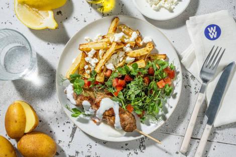 Chermoula Pork Koftas and Lemon Fries