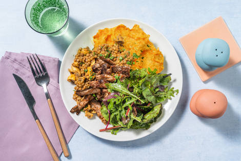 Linsen-Pilz-Ragout mit extra Bio-Schweinefleisch