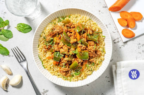 Cajun Pork on Parsley Bulgur