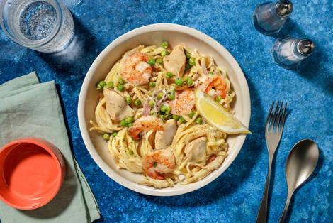 Prawn and Chicken Lemon Linguine