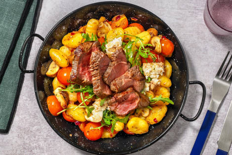 Gnocchi in Balsamico-Soße mit extra Rindersteak