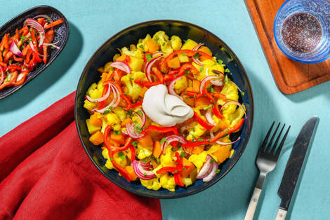 Bunte Kartoffelpfanne mit Kürbis & Blumenkohl