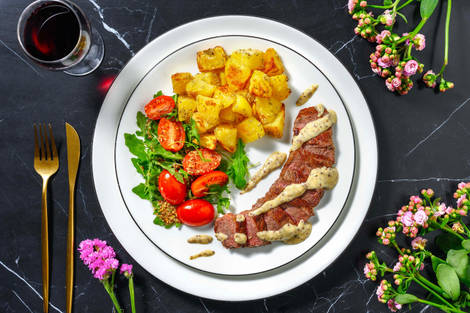 Rump Steak and Parmesan Rosemary Roasties