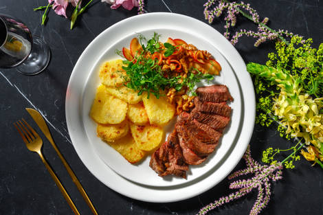 Pepper Crusted Venison and Dauphinoise Potatoes