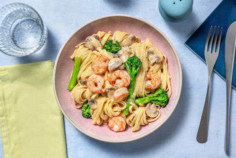 Presto Prawn and Mushroom Linguine