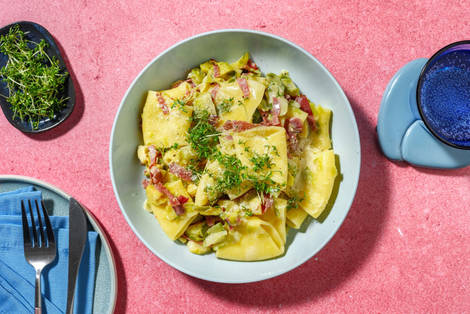 Cremige Paccheri Pasta mit Kochschinken