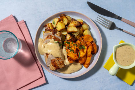 Saftiges Bio-Schweinefilet mit Senfrahm