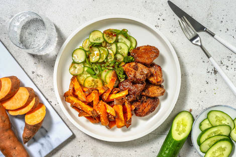 Bio-Schweinefilet in Honig-Knoblauch-Soße