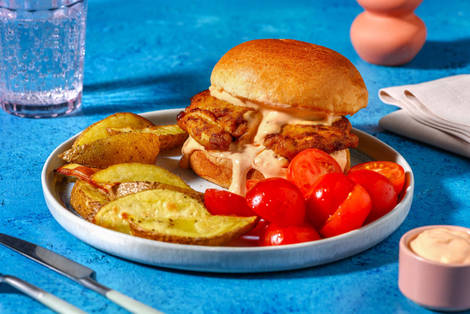 Peri Peri Chicken Burger and Spiced Wedges