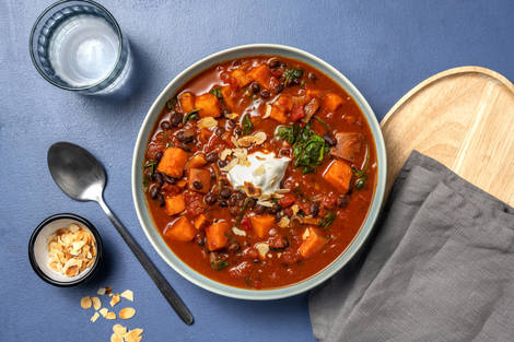 Black Bean and Sweet Potato Harissa Stew