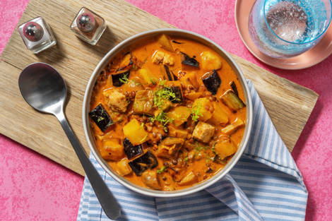 Creamy Aubergine, Chicken and Lentil Curry