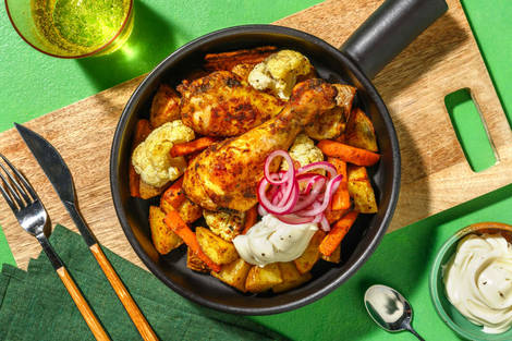 Traybake de pilons de poulet rôtis