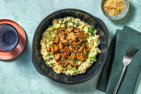 Risotto aux champignons assaisonnés au miso