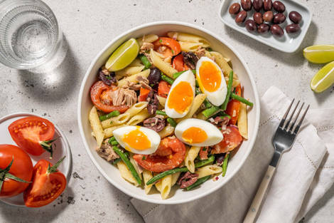 Salade de pâtes à la niçoise au thon et haricots verts