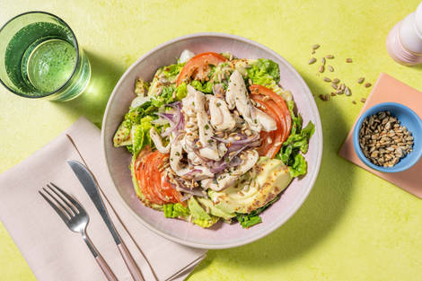 Honig-Senf-Hähnchensalat mit Avocado