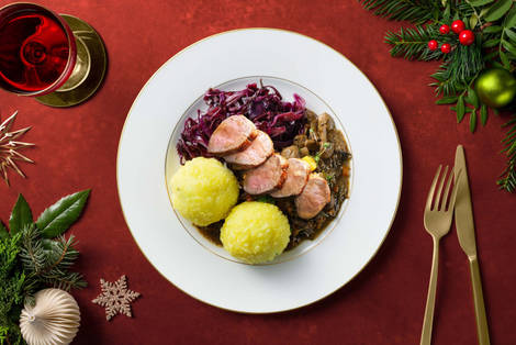 Maronen-Pilz-Ragout & extra Bio-Schweinefilet