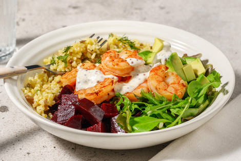 Snabba citronpepparräkor och rödbetsrelish