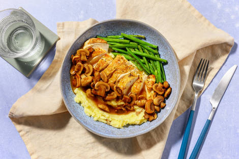 Roasted Chicken in Red Wine Mushroom Sauce