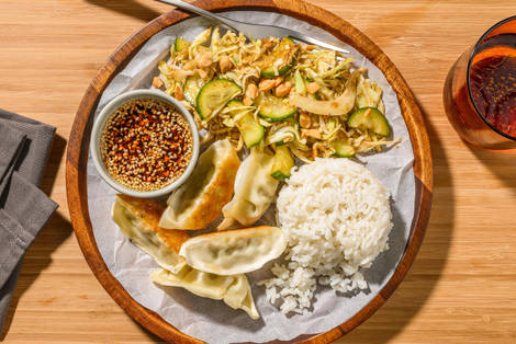 Pannstekt gyoza- och majsrisbowl