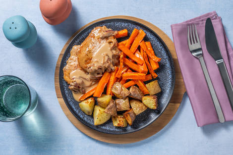 Lomo de cerdo en salsa cremosa de cebolla