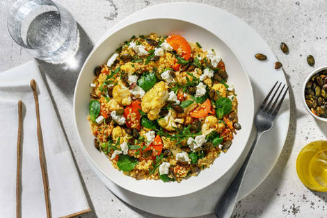 Bulgursalade met gegrilde groenten en geitenkaas