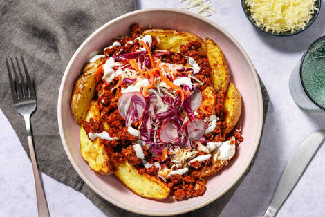 Cheesy Korean Inspired Beef & Pork Loaded Wedges