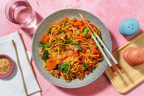 Stir-Fried Honey Sesame Beef Noodles