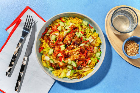 Varkenshaaspuntjes met omeletreepjes