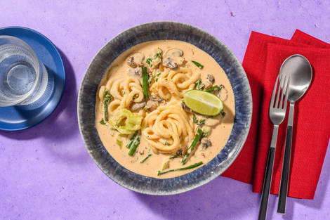 Red Thai Style Coconut Udon Soup