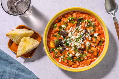 Ratatouille Style Aubergine and Butter Beans