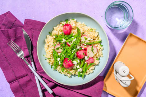 Getost- och sockerärtsrisotto