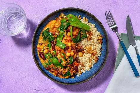 Pittige kokoscurry met bonen