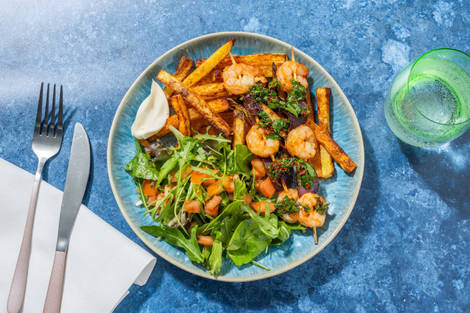 Chimichurri Prawn Skewers and Paprika Chips