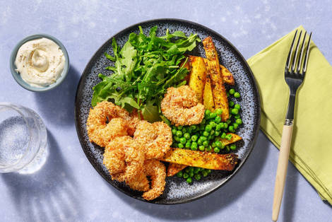 Spiced Popcorn Prawns and Seasoned Chips