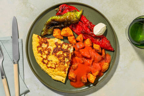 Geitenkaasomelet met patatas bravas