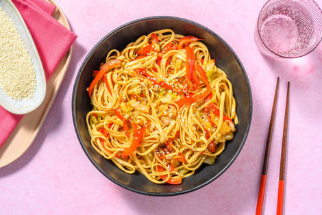 Yaki udon ai peperoni e mazzancolle