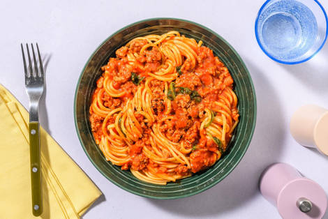 Easy Peasy Beef and Vegan 'Nduja Bolognese