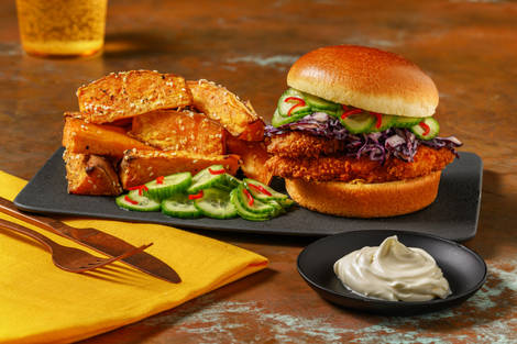 Kryddig koreansk kycklingburgare