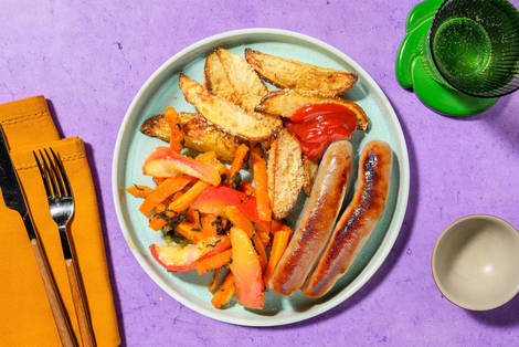 THIS™ Isn't Pork Sausages and Cheesy Wedges