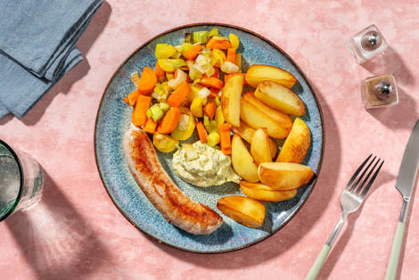 Saucisse fermière et pommes de terre sautées 