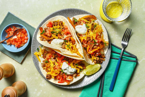 Tacos au Beyond Meat® et aux poivrons