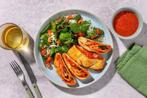 Pepper, Spinach and Bocconcini Stromboli 