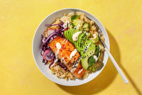 Sticky Bang Bang Salmon Bowls