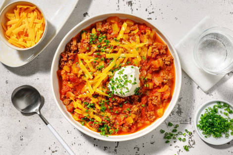 Chili au Beyond Meat® et aux jalapenos