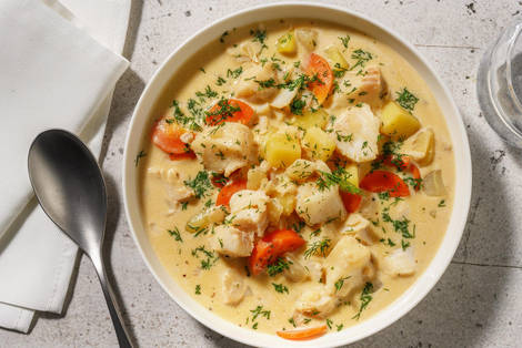 Nordisk krämig torsk- och potatissoppa