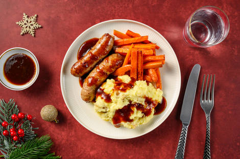Double Cumberland Sausages and Parsnip Mash