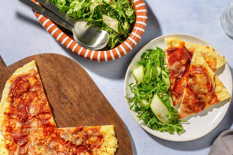 Kryddig chorizo- och rödlökspizza