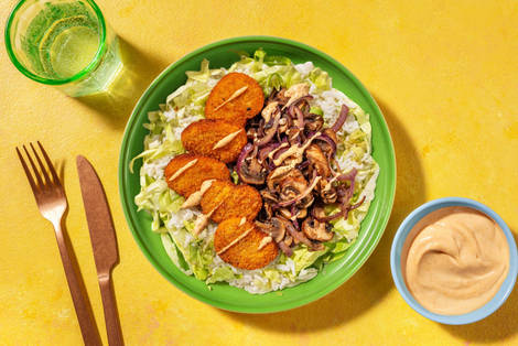 Plantaardige nuggets met currysaus