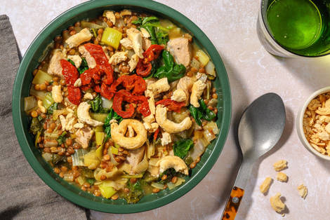 Spezzatino di lonza, porro e lenticchie